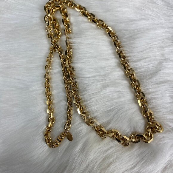 Vintage Signed Les Bernard Heavy Gold Tone Chain Necklace 31" - Picture 4 of 6